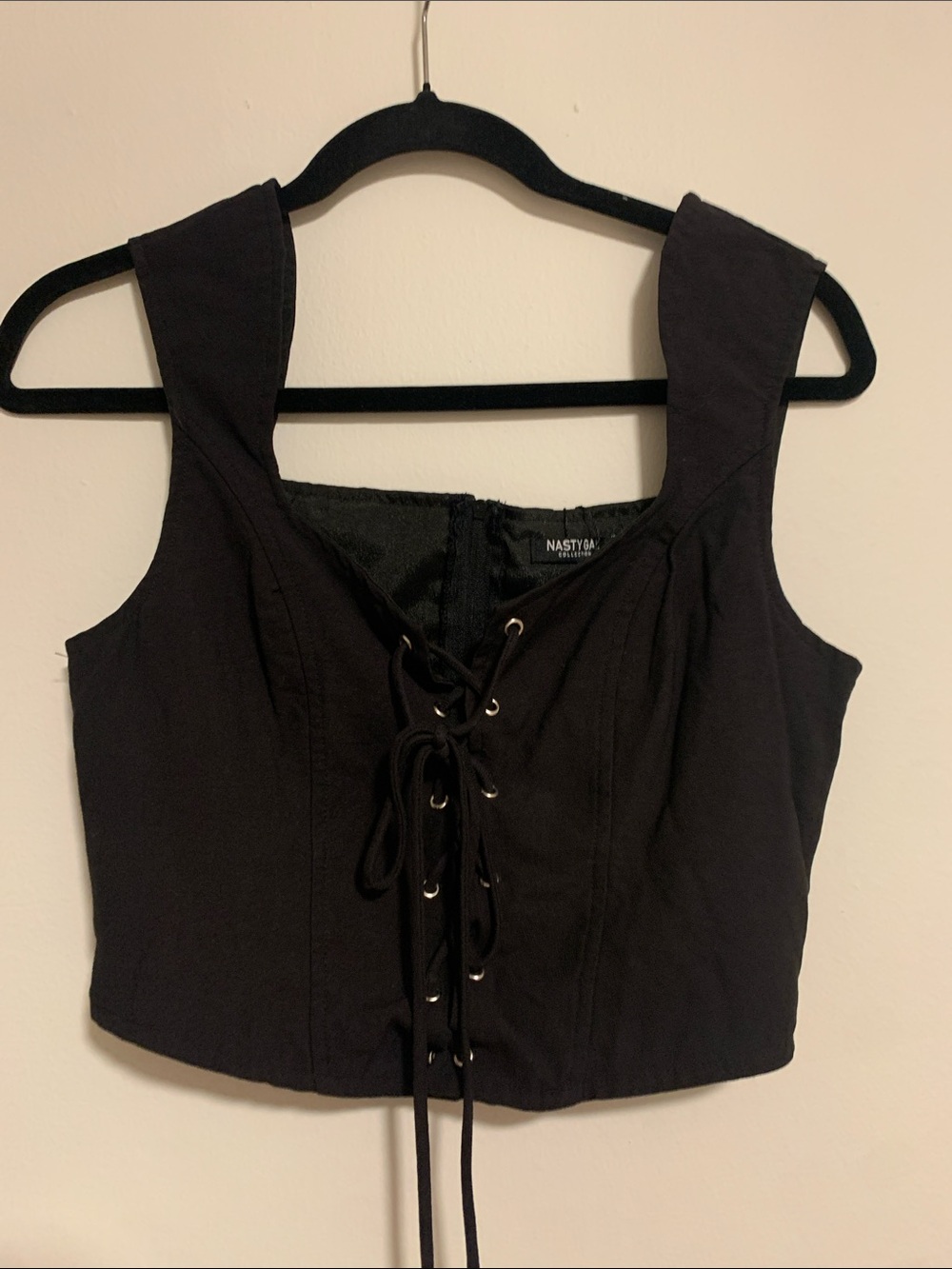Nasty Gal Black Lace-Up Cropped Tank